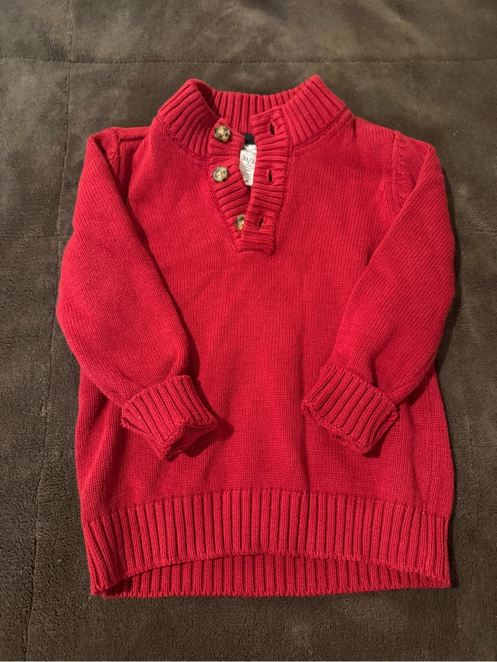 Carter's Red Knit Button-Front Kids Sweater